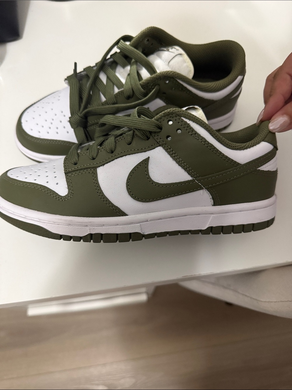 Kids Olive Green and White Low-Top Sneakers - Kids Shoes